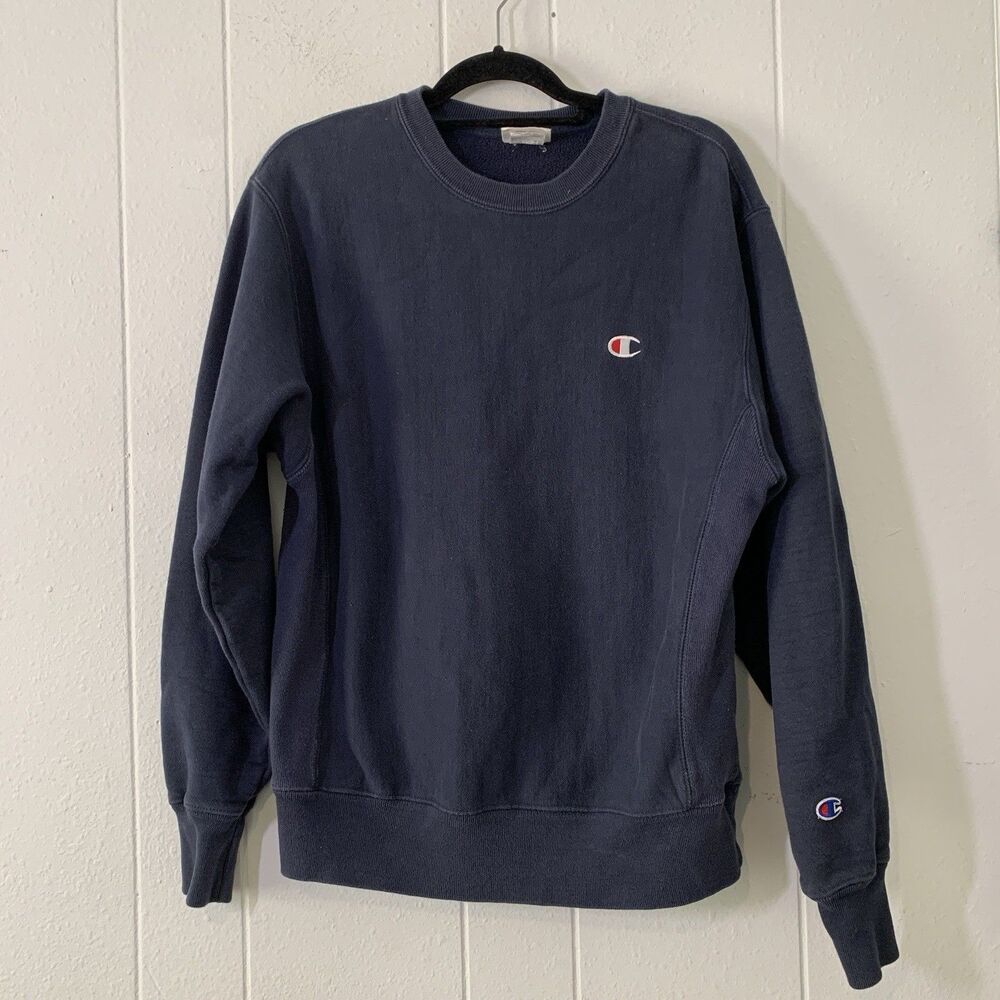 Vtg Champion Adult Medium Sweatshirt Navy Blue REVERSE WEAVE Logo‎